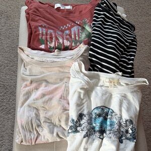 Girls XL Tee Bundle, Rust/terra-cotta, faded Pink/Green Camo, Black/white, White